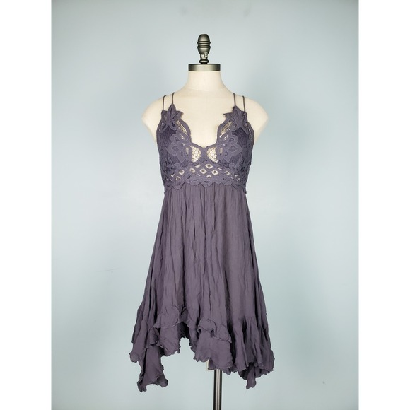 Free People Dresses & Skirts - Free People Women's S Intimately Fp Adella Frilled Babydoll Purple Lacy Ruffle